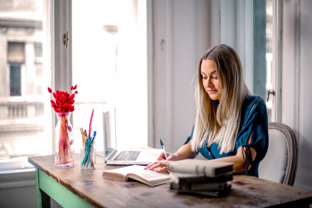 Girl working from home 