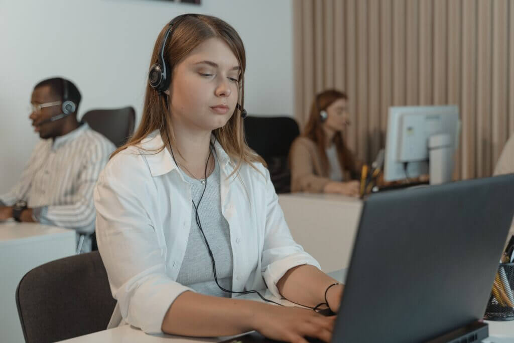 Agent with headset in a contact center