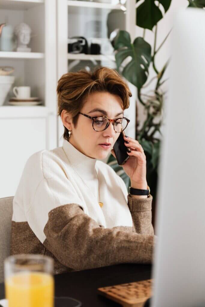 A woman talking on the phone